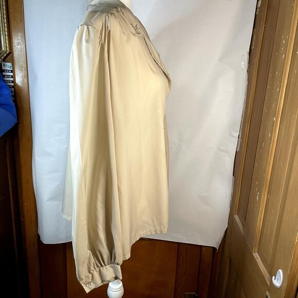 Vintage Alice Stuart 18 A Women's button down blouse tan long sleeve - Picture 8 of 11